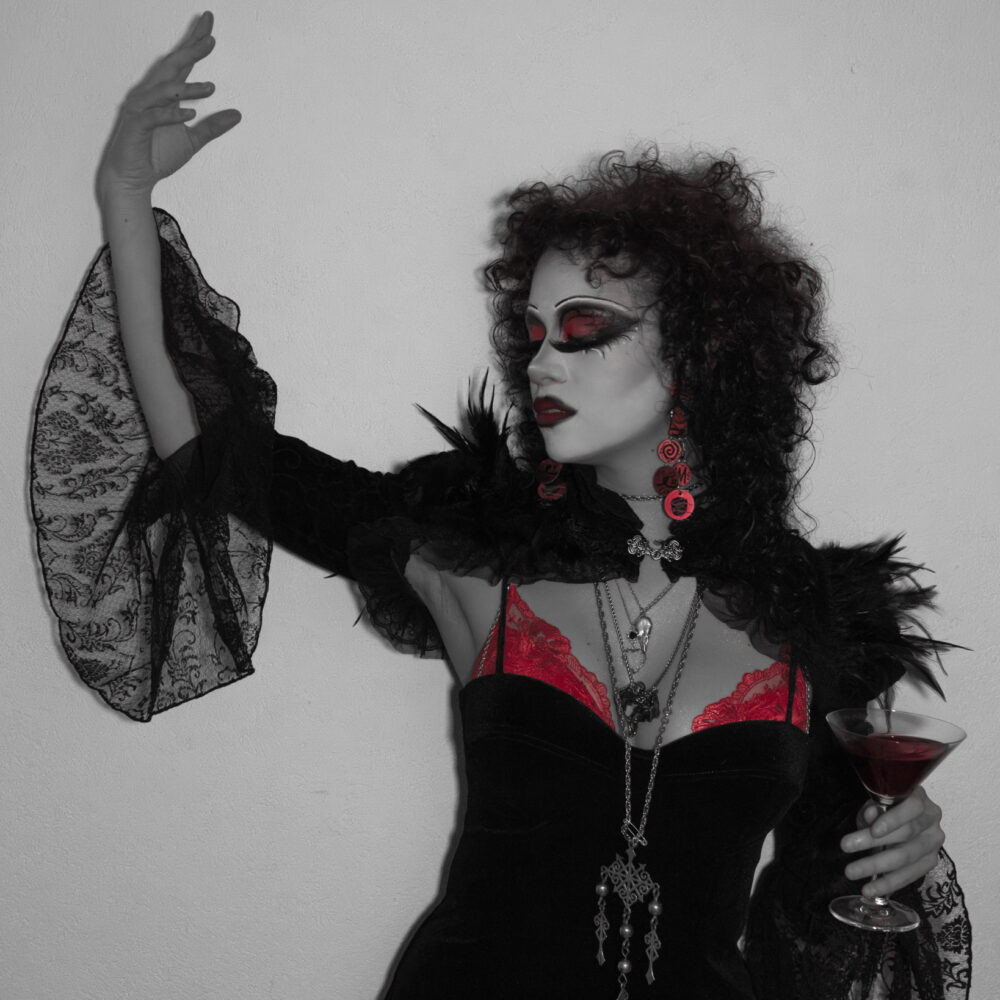 The Red in B&W: A Gothic Portrait